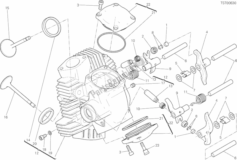 Alle onderdelen voor de Horizontale Kop van de Ducati Scrambler Desert Sled Thailand 803 2020